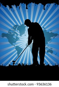 Golfer silhouettes, vector illustration