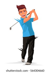 Golfer with a stick. Vector illustration on white background. Sports concept.