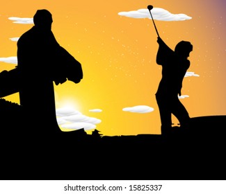 Golfer at Sunset