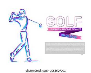 Golfer swing on golf course.