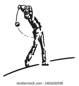 Golfer swing on golf course
