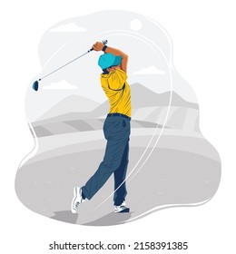 Golfer swing pose concept vector. Golf sport silhouette.