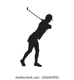 a golfer swinging club stick vector silhouette.