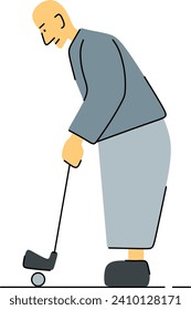 Golfer toma una costura, arte vectorial