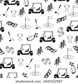 Golfer Tee Time Treasures Golf Essentials Pattern can be use for background and apparel design