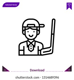 golfer vector icon. Best modern, simple, isolated,sport-avatar, flat icon for website design or mobile applications, UI / UX design vector format