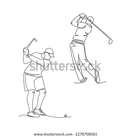 Golfer vector illustration drawn in line art style