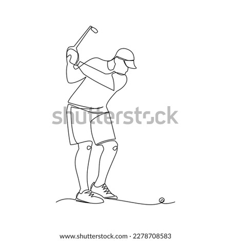 Golfer vector illustration drawn in line art style