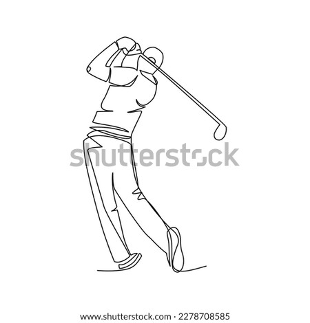 Golfer vector illustration drawn in line art style