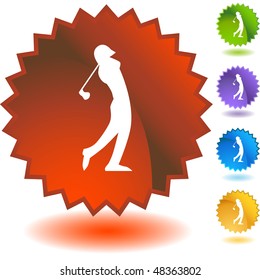 Golfer web button isolated on a background