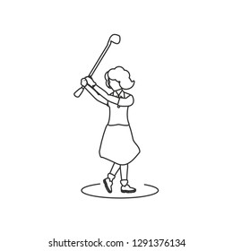golfer woman with stick golf