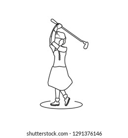 golfer woman with stick golf