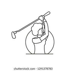 golfer woman with stick golf