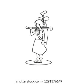 golfer woman with sticks golf