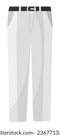 Golfers apparel sports clothing. Comfortable cotton trousers with buckles, professional players uniform, part of costume. Leather belt with silver buckle. Sportsman's clothes. Vector in flat style