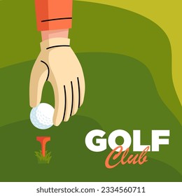 a golfer's hand using a glove who is about to put the ball, good for social media and poster