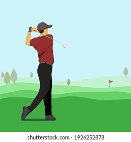 Golfers play golf on the course. Golf swing