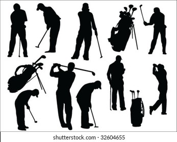 golfers silhouette collection vector