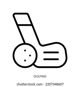 golfing icon. Line Art Style Design Isolated On White Background