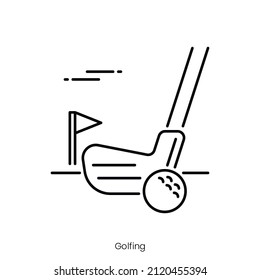 golfing icon. Outline style icon design isolated on white background