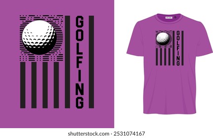 Golfing line art golf ball T- shirt design