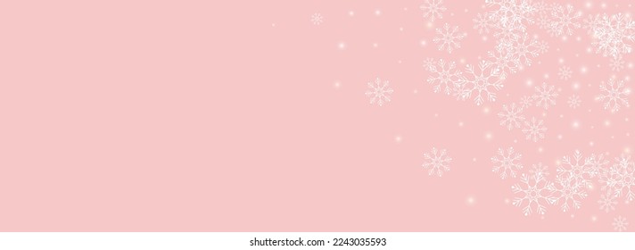 Fondo Panorámico Rosa del Vector de Nieve Golg. Fantasía Ilustración De Snowflake. Navidad gris transparente. Resumen de textura de nevada.