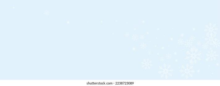Golg Schneeflocken, Vektorpanorama, blauer Hintergrund. Zauberschneefall Textur. White Holiday Design. Neuer Schneehund.
