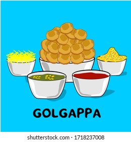 Golgappa with Chutney bowl indian Street Food Vector