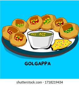 Golgappa indian Street Food Vector with Text