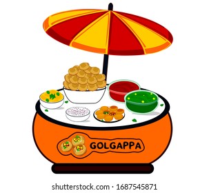 Golgappa or Panipuri Stall vector with indian street food