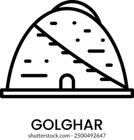 Golghar, Patna, Bihar, India. minimalist line art icon with editable stroke, historical landmark for web, mobile apps and UI.