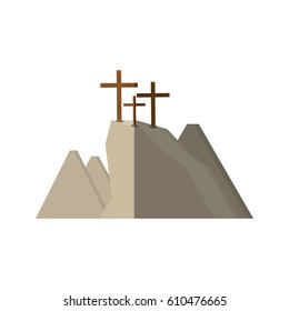 golgotha hill three crosses shadow vector illustration eps 10