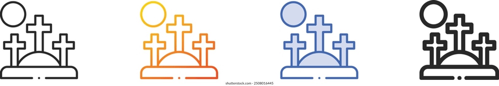 golgotha icon.Thin Linear, Gradient, Blue Stroke and bold Style Design Isolated On White Background