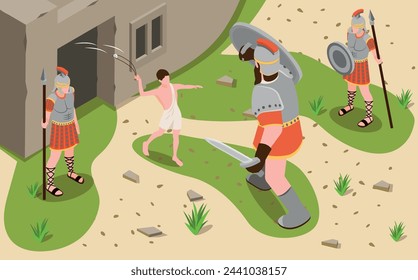 Goliath and David illustration vector design