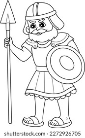 Goliath with Spear Isolated Coloring Page for Kids