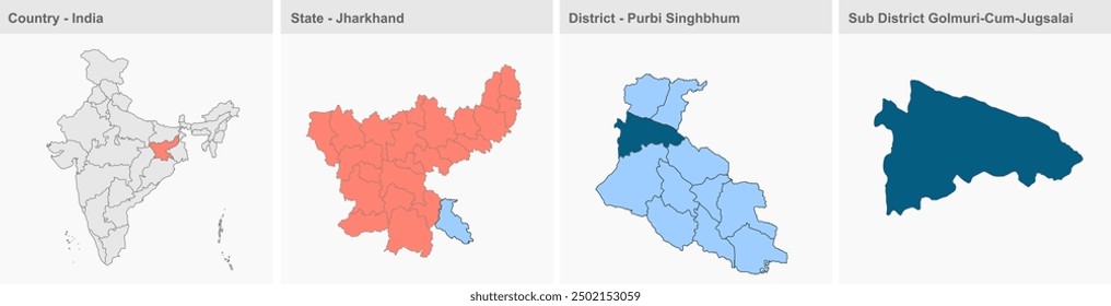 Golmuri Jugsalai map, Purbi Singhbhum District, Jharkhand state, Republic of India, Government of Jharkhand, Indian territory, Eastern India, politics, village, tourism