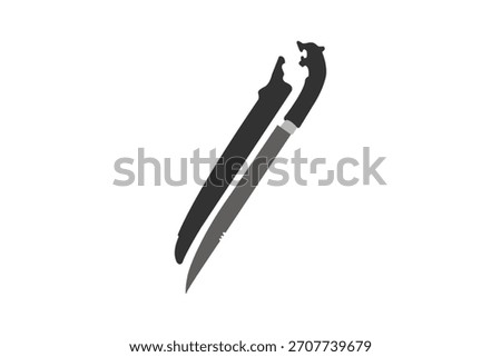 Golok vector image, machete clip art, golok vector, isolated on white background.