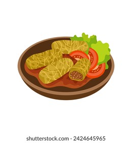 Golubtsy, Stuffed cabbage Traditional Russian food vector illustration