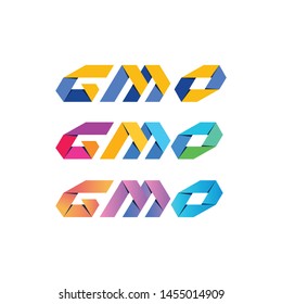 Gom, mog and gmo logotype with origami style and full colors