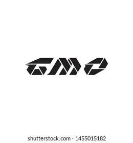 Gom, mog and gmo logotype with origami style and black color