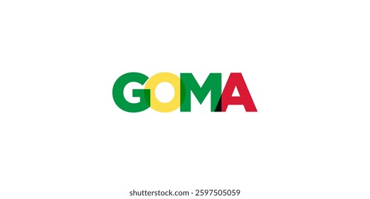 Goma in the Congo emblem. The design features a geometric style, vector illustration with bold typography in a modern font. The graphic slogan lettering.