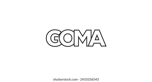 Goma in the Congo emblem for print and web. Design features geometric style, vector illustration with bold typography in modern font. Graphic slogan lettering isolated on white background.