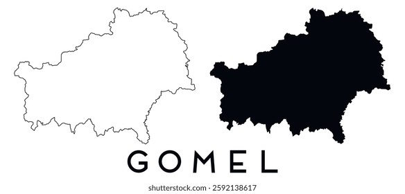 Gomel city map with black border outline vector