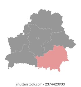 Gomel region map, administrative division of Belarus.