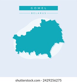 Gomel region map, administrative division of Belarus.