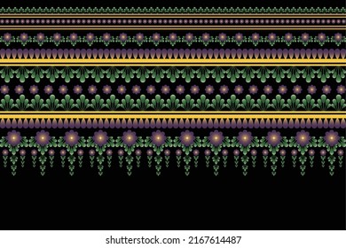 Ética Gométrica oriental ikat patrón sin fisuras Diseño tradicional para fondo, alfombra, papel de pared, ropa, envoltura, batik, tela,ilustración vectorial.estilo bordado
,flores de bordado étnicas