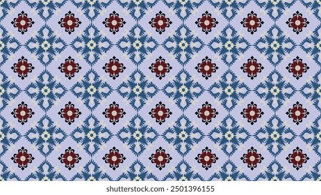 Gometric floral seamless pattern on light blue background, for textiles, fabric patterns, background, wallpapers.