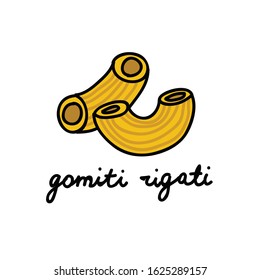 gomiti rigati pasta doodle icon, vector illustration