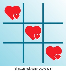 gomoku with hearts on blue background