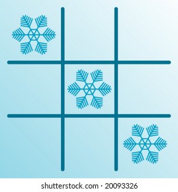 gomoku with snowflakes on blue background